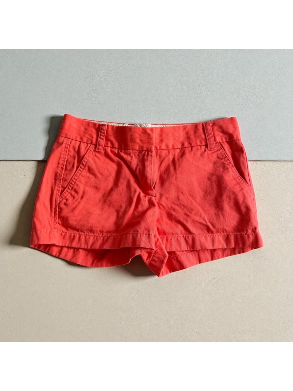 J CREW 100% Cotton Orange Broken In Chino Shorts Size 00